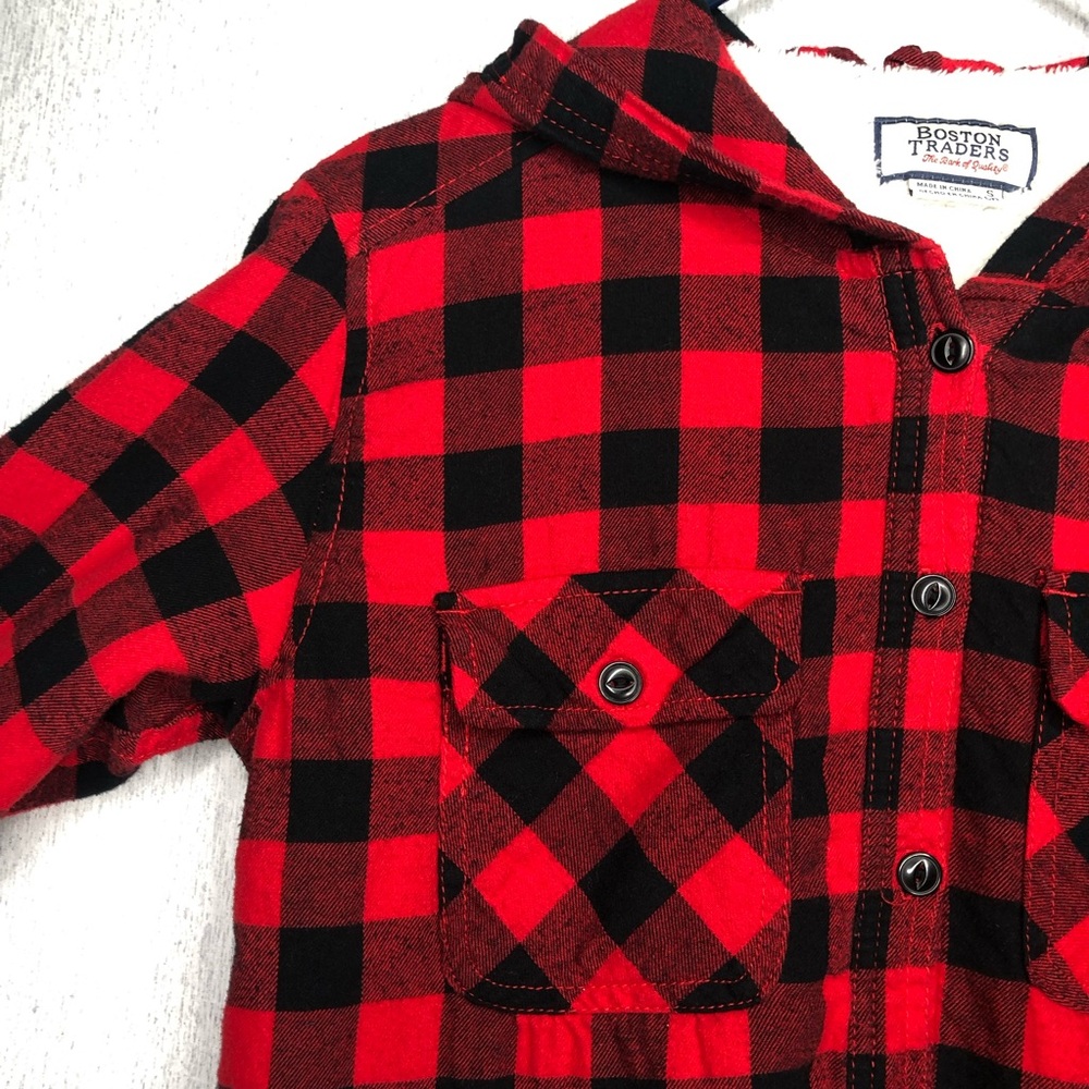 Boston Traders Shacket Women’s S Button Up Buffalo Plaid Sherpa Lined Hoodie - Picture 4 of 15